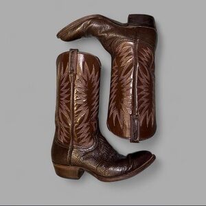 🌵Vintage Dan Post Brown Leather Western Cowboy Boots - Men’s 9.5 D  🦎
